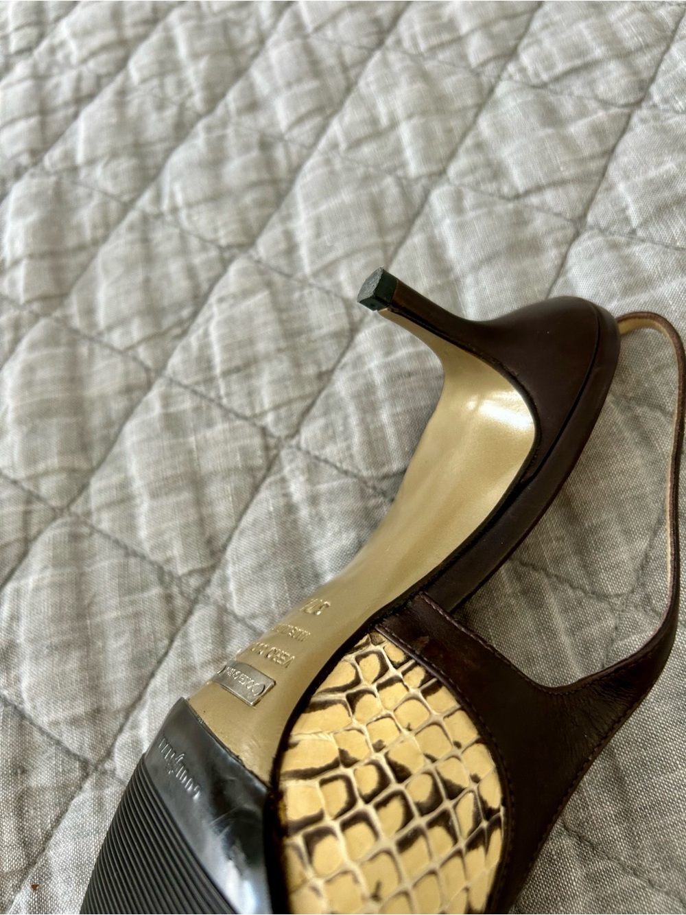 Dolce & Gabbana Snakeskin Pointed-Toe Kitten Heel Slingbacks EU 37.5 - Picture 15 of 16